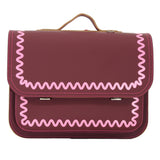 Lederen schooltas met magneetsluiting - Wave Aubergine