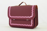 Lederen schooltas met magneetsluiting - Wave Aubergine