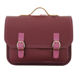 Lederen schooltas met gespen - Aubergine Plum