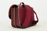 Lederen schooltas met gespen - Aubergine Plum