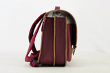 Lederen schooltas met gespen - Aubergine Plum