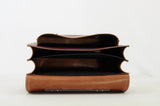 Lederen schooltas met gespen - Aubergine Plum