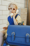 Leather satchel with buckles - Cobalt - Own Stuff