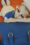 Leather satchel with buckles - Cobalt - Own Stuff