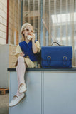 Leather satchel with buckles - Cobalt - Own Stuff
