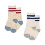 2-pack ribsokken - Off white/Multi stripe