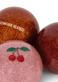 Glitterballen set van 3 - Red