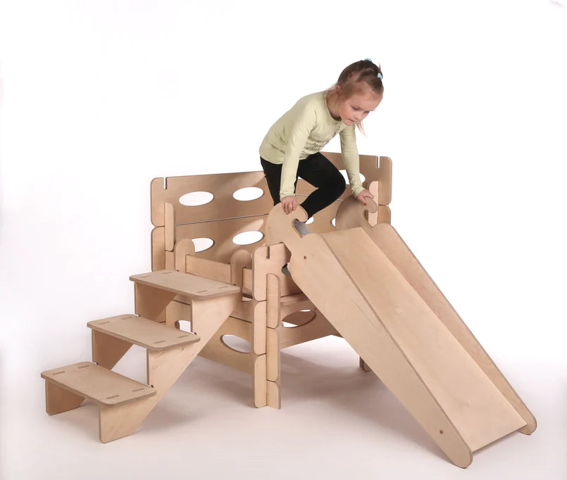 Wooden Playhouse Build Play with slide and stairs KateHaa