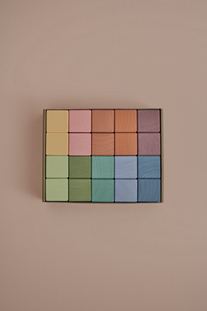 Houten blokken - Pastel earth cubes - 20 stuks - Raduga Grez
