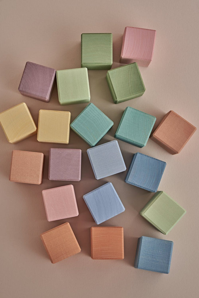 Houten blokken - Pastel earth cubes - 20 stuks - Raduga Grez