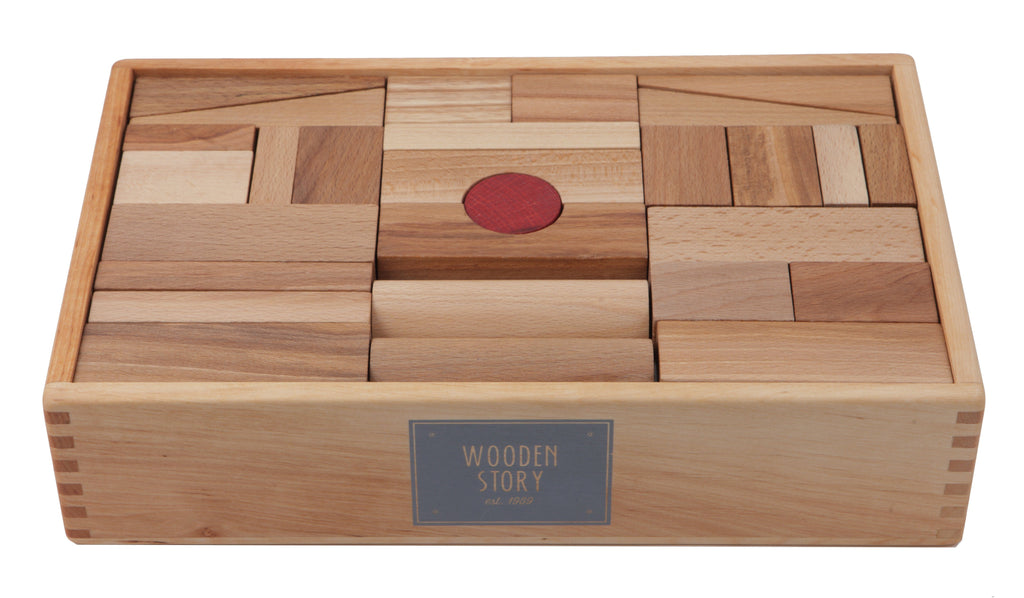 Wooden Story - Houten bouwblokken - Natural - Tray XL 63 stuks