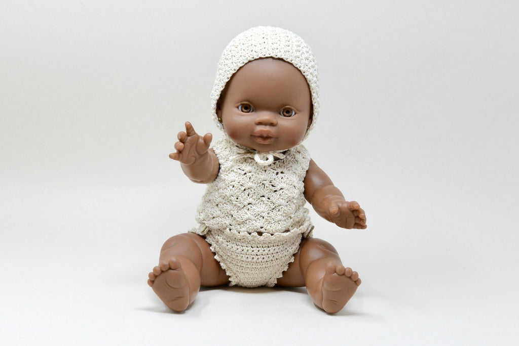 Yaarn - Poppenkleding - Doll bonnet Frey - gehaakt katoen - Beige