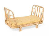 Rattan doll bed with yellow mattress - Poppie Toys