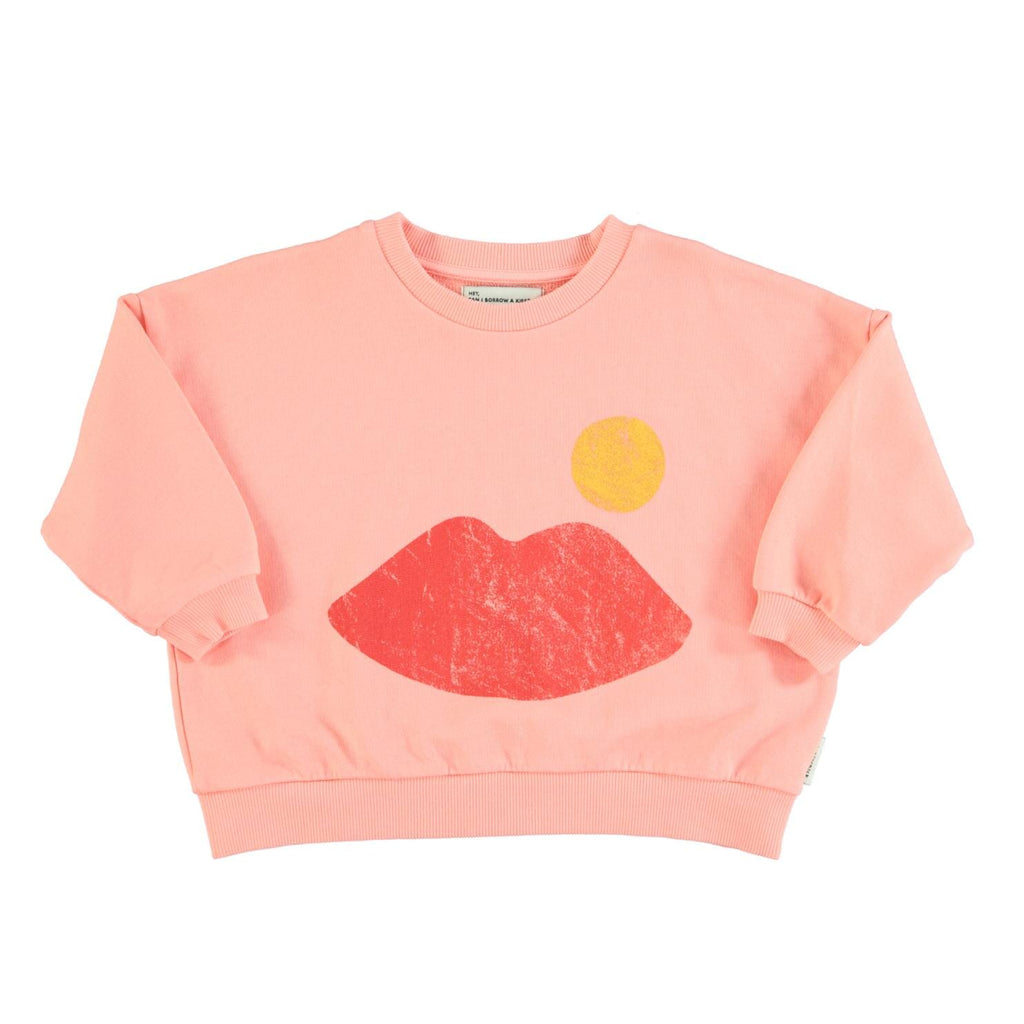 Sweater - koraal met lippenprint
