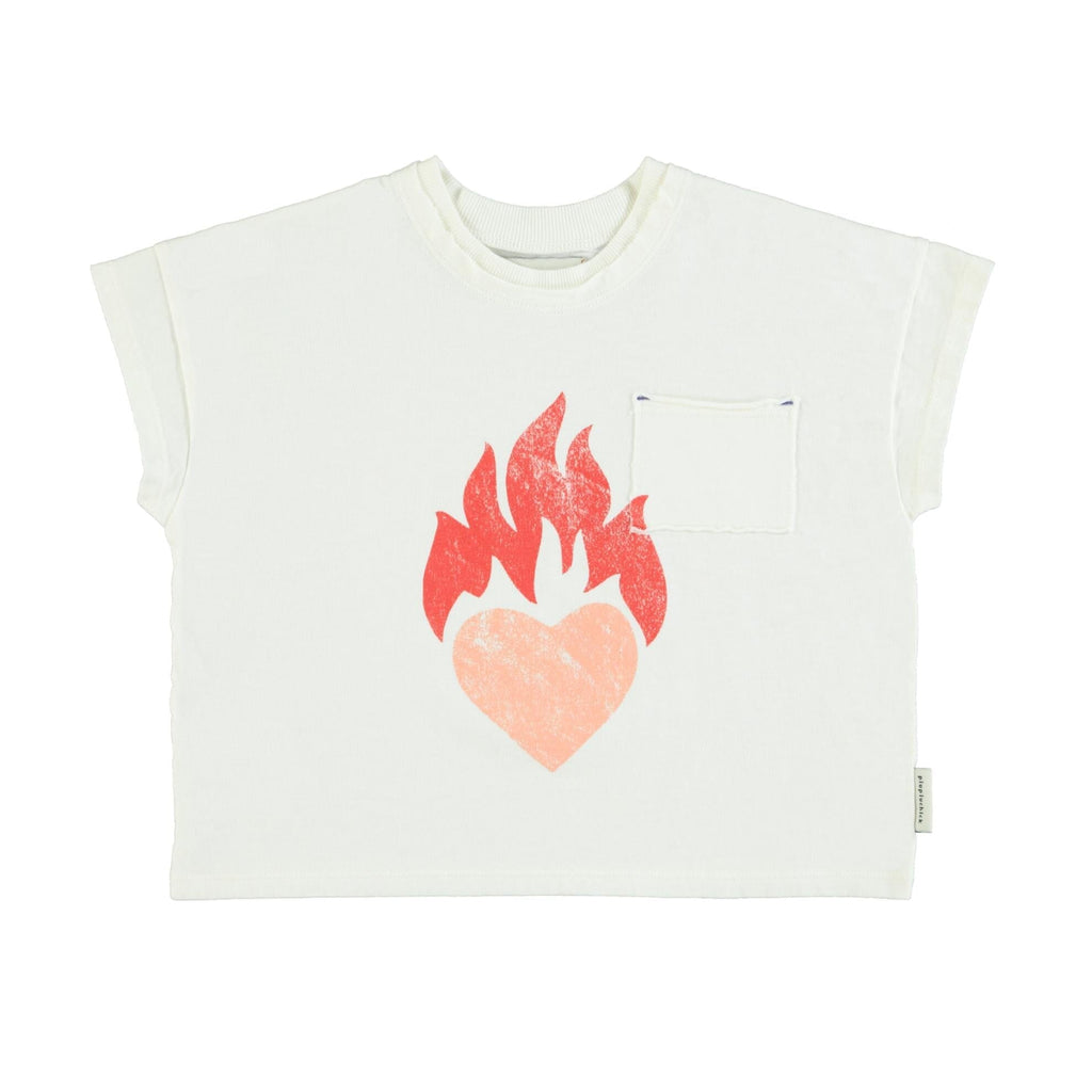 T-shirt - ecru met hart print