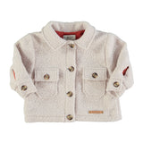 Faux fur jacket - Ecru jacket with print"vida bonita"- piupiuchick