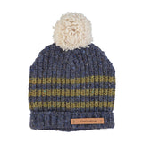 Knitted hat - blue & olive green stripes - piupiuchick