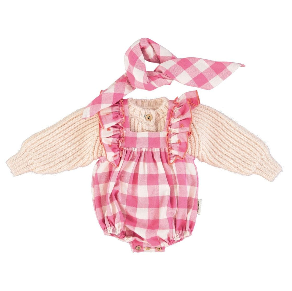 Baby romper met ruches - Checkered pink